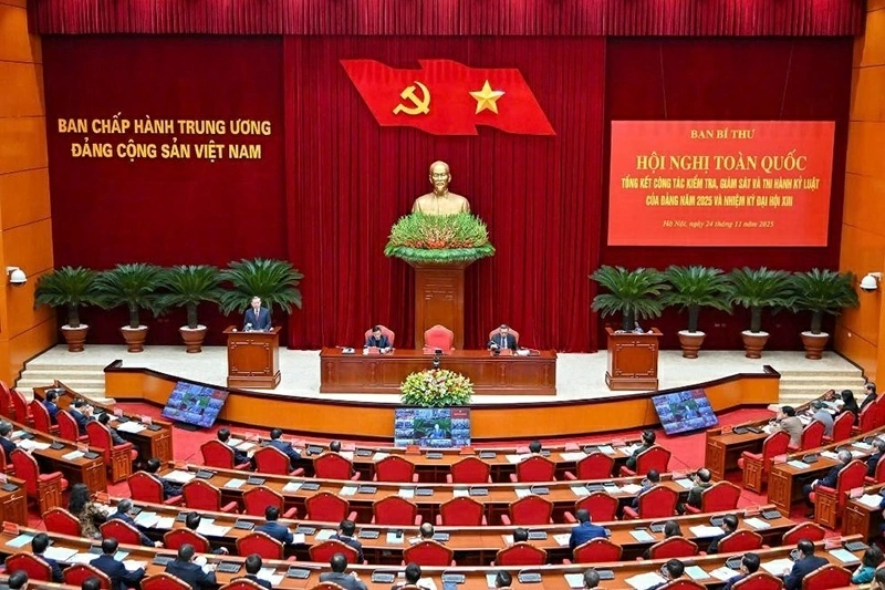 Hội nghị toàn quốc tổng kết công tác kiểm tra, giám sát và thi hành kỷ luật của Đảng năm 2025 và nhiệm kỳ Đại hội XIII (Nguồn: Ủy ban Kiểm tra Trung ương).