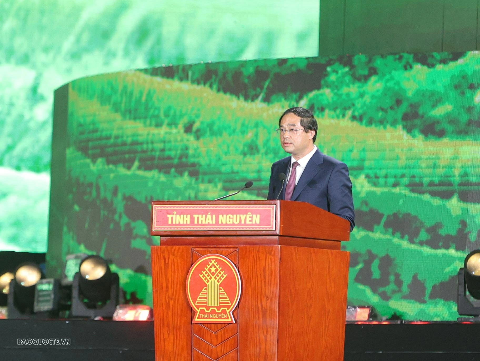 Ủy viên Trung ương Đảng, Bí thư Tỉnh ủy Trịnh Xuân Trường phát biểu tại buổi lễ. (Ảnh: Thành Long) Ủy viên Trung ương Đảng, Bí thư Tỉnh ủy Trịnh Xuân Trường phát biểu tại buổi lễ. (Ảnh: Thành Long)