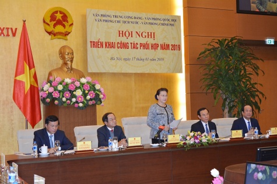 hoi nghi trien khai cong tac phoi hop giua bon van phong trung uong