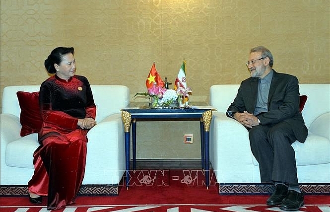 Chủ tịch Quốc hội Nguyễn Thị Kim Ngân hội kiến Chủ tịch Quốc hội Iran