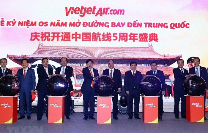Thủ tướng Nguyễn Xuân Phúc dự Lễ kỷ niệm 5 năm Vietjet mở đường bay đến Trung Quốc