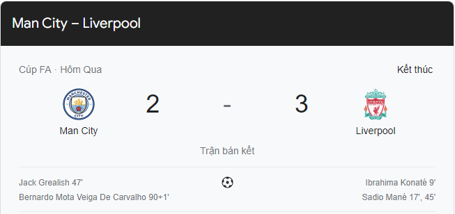 Link xem trực tiếp Man City vs Liverpool (21h30 ngày 16/4) bán kết Cúp FA