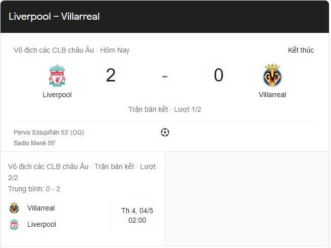 Link xem trực tiếp Liverpool vs Villarreal (02h00 ngày 28/4) bán kết lượt đi Cúp C1