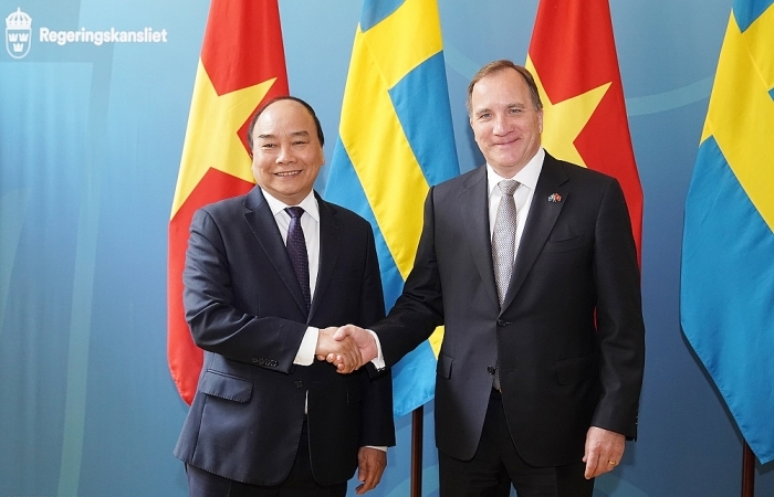 Hình ảnh Thủ tướng Nguyễn Xuân Phúc hội đàm với Thủ tướng Thụy Điển