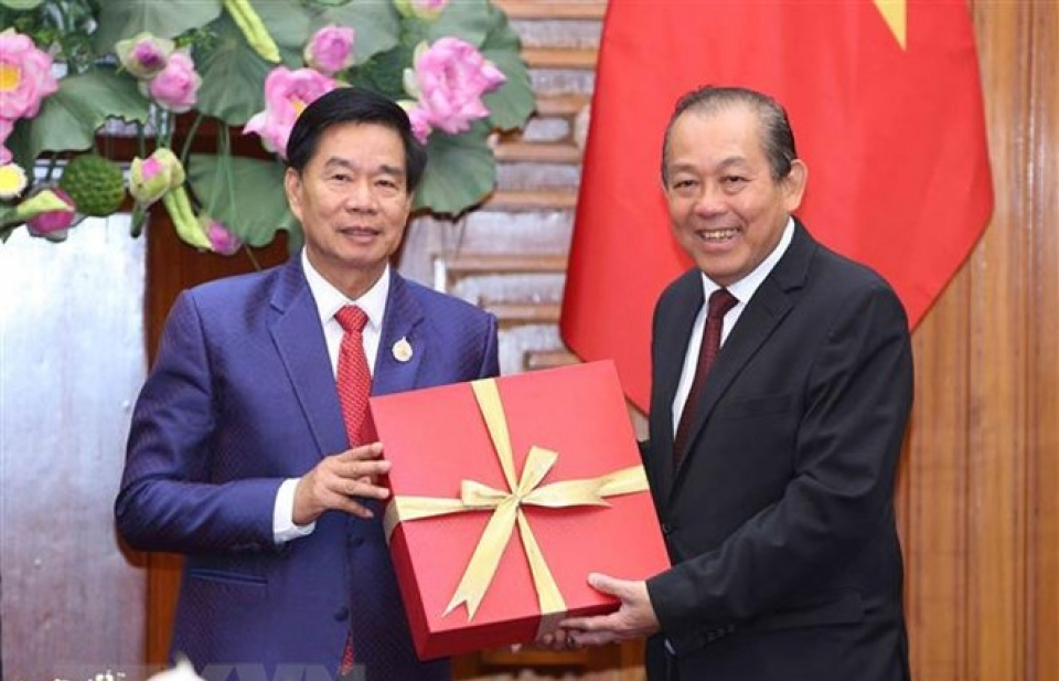 Phó Thủ tướng Thường trực Trương Hòa Bình tiếp Bí thư, Đô trưởng Vientiane