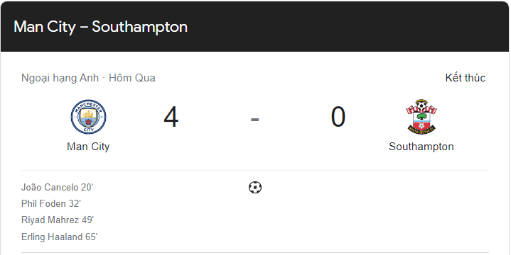 Link xem trực tiếp Man City vs Southampton (21h00 ngày 8/10) vòng 10 Ngoại hạng Anh