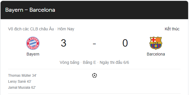 Link xem trực tiếp Bayern vs Barcelona 3h00 ngày 9/12 bảng E Cúp C1