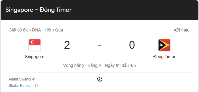 Link xem trực tiếp Singapore vs Timor Leste AFF Cup 19h30 ngày 14/12