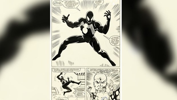 Trang sách ghi nhận sự xuất hiện lần đầu đầu tiên của bộ đồ màu đen symbiote của Người nhện. (Nguồn: fox2detroit.com)