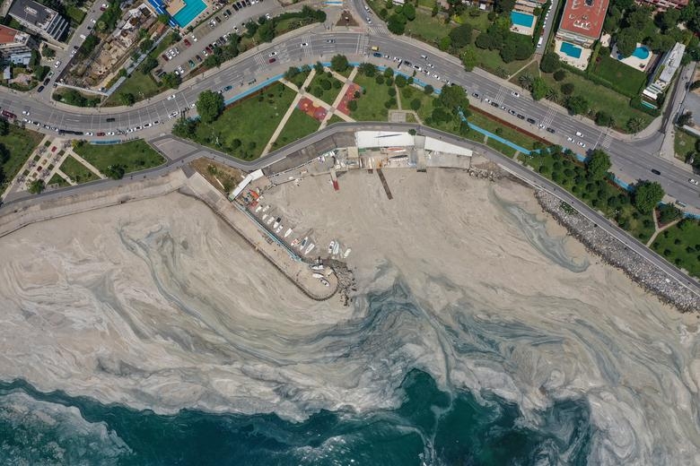 Hình ảnh 'thảm họa' chất nhầy bùng phát tại bờ biển Thổ Nhĩ Kỳ