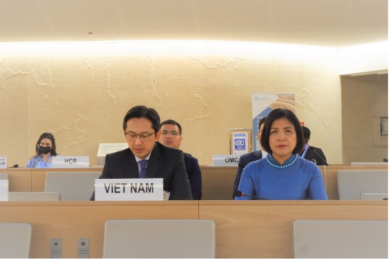 Trợ lý Bộ trưởng Bộ Ngoại giao Đỗ Hùng Việt phát biểu tại Phiên thảo luận chuyên đề về đảm bảo quyền của các nhóm dễ bị tổn thương trong bối cảnh BĐKH, ngày 28/6/2022
