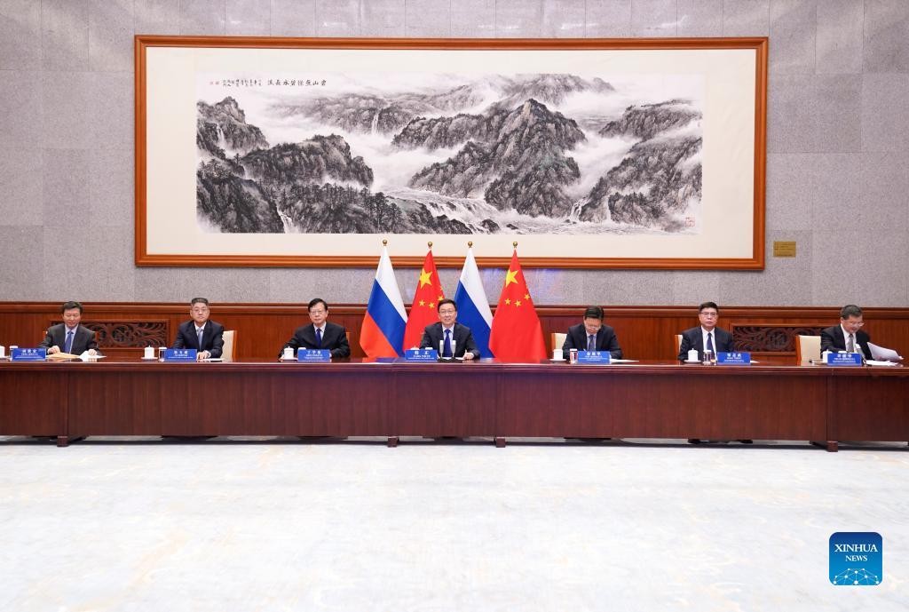 đồng chủ trì cuộc họp lần thứ 18 của Ủy ban Hợp tác Năng lượng Trung - Nga với Phó Thủ tướng Nga Alexander Novak. (Nguồn: Tân Hoa Xã)