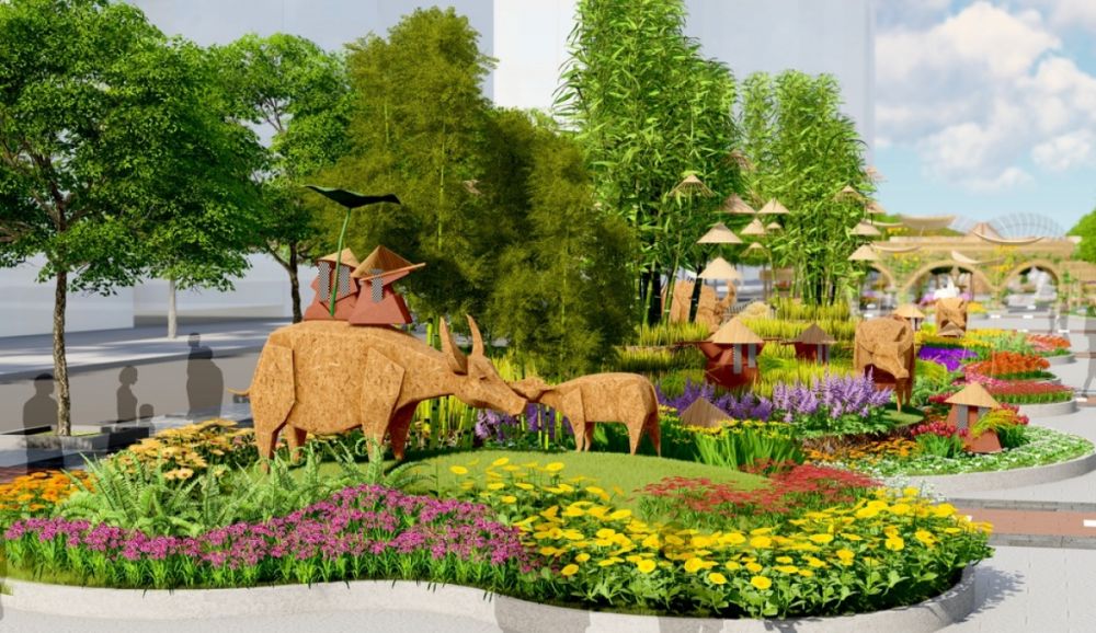 Throughout the street visitors will be able to find 26 buffalo mascots, sending a message of gathering among friends and family ahead of Tet. Throughout the street visitors will be able to find 26 buffalo mascots, sending a message of gathering among friends and family ahead of Tet.