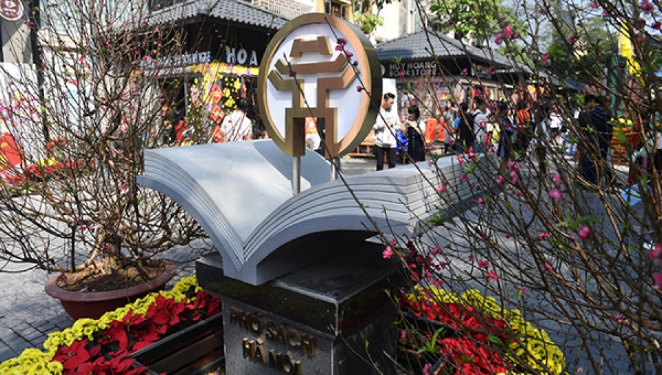 readers rush to spring book street in ha noi