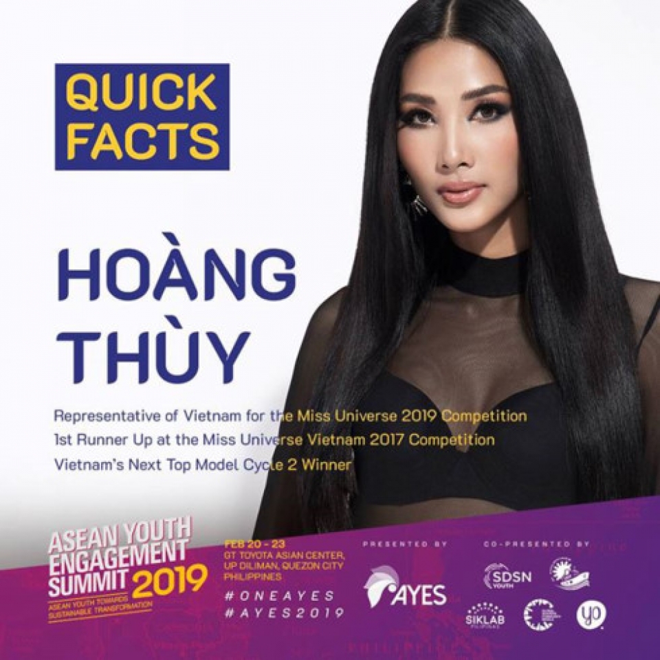 hoang thuy attends asean youth engagement summit 2019