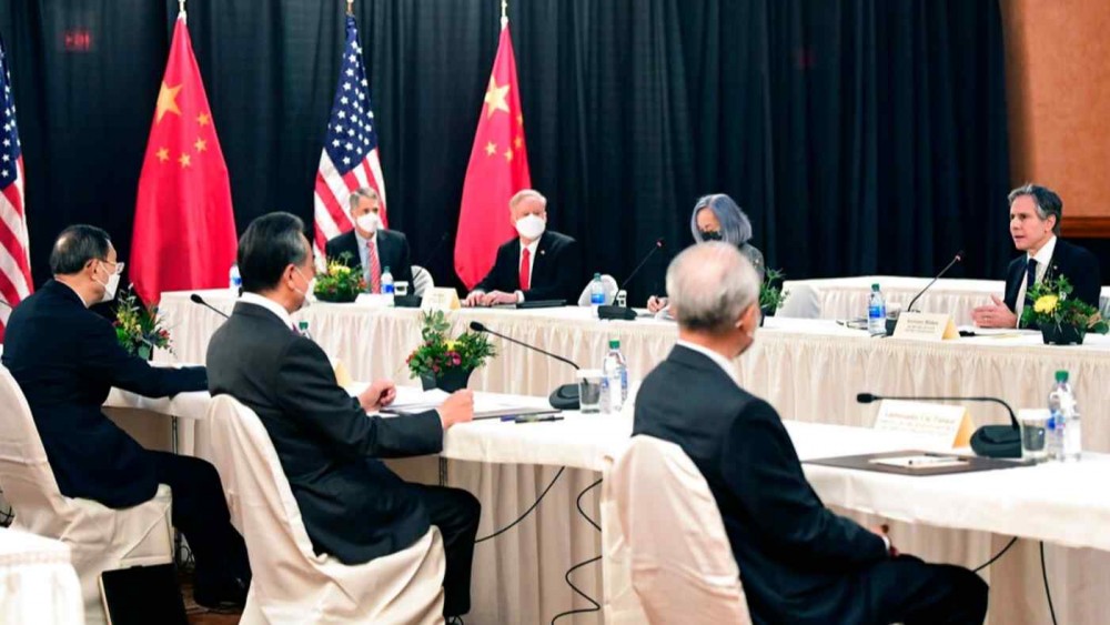 Cuộc gặp cấp cao ở Alaska giữa Mỹ và Trung Quốc ngày 18/3. Ảnh: AP