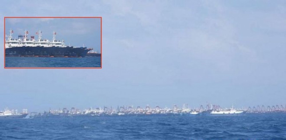 Hình ảnh các tàu Trung Quốc tập kết xung quanh Đá Ba Đầu. Ảnh: NTF-WPS.