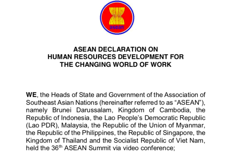 ASEAN Declaration on Human Resources Development for the changing world of work