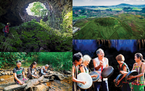 A population of c.416,000 people of 40 ethnic groups, including 3 autochthonous, live in the area, occupied mostly in agro-forestry, trade and services, and small industries. Many archaeological, historical and cultural relics as well as scenic spots are recognized and conserved. Many festivals and traditions celebrated by ethnic cultures, in particular the UNESCO “Gong Culture Space” intangible heritage (including the man’s oldest lithophone) also contribute to the values of the Geopark. 0340 dn5