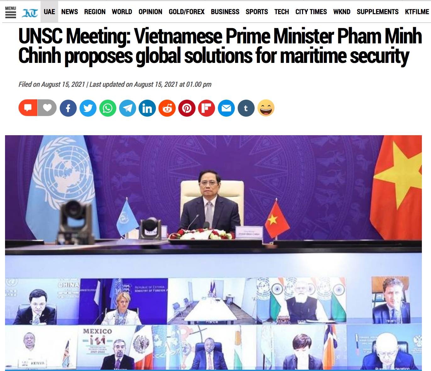 Truyền thông UAE đề cao giải pháp toàn cầu của Việt Nam trong vấn đề an ninh hàng hải