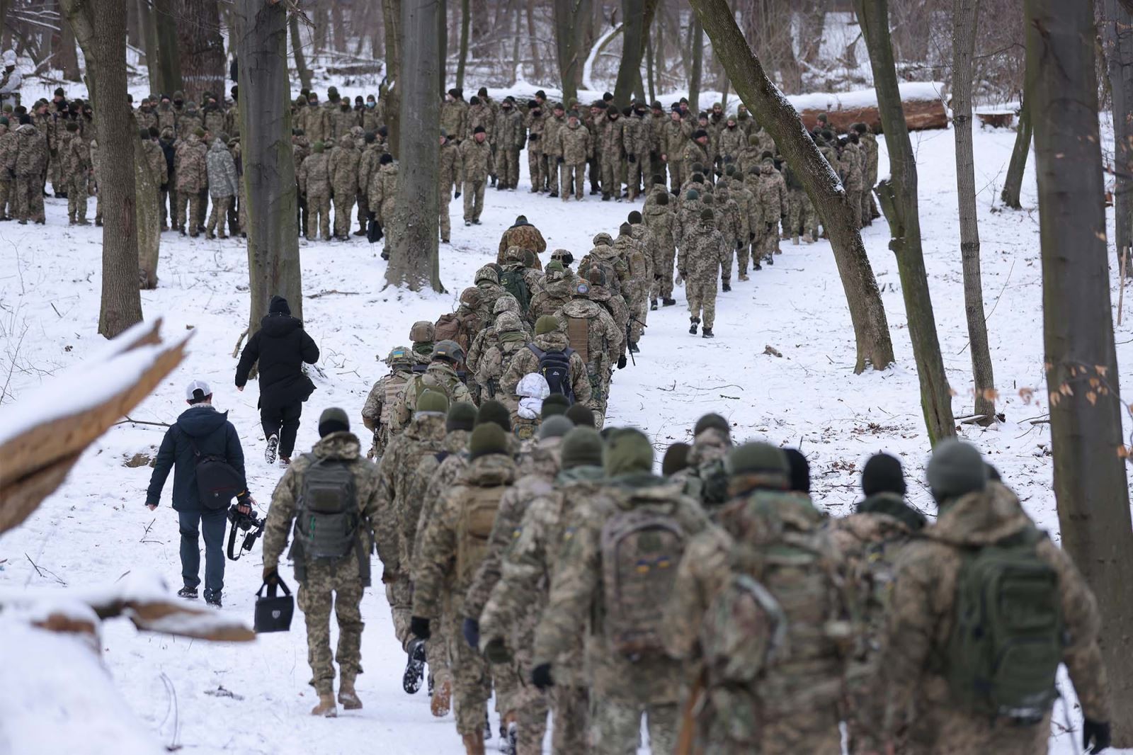 Một đơn vị dân sự Phòng vệ Lãnh thổ tham gia huấn luyện ở Kiev, Ukraine ngày 22/1/2022. Ảnh: Reute