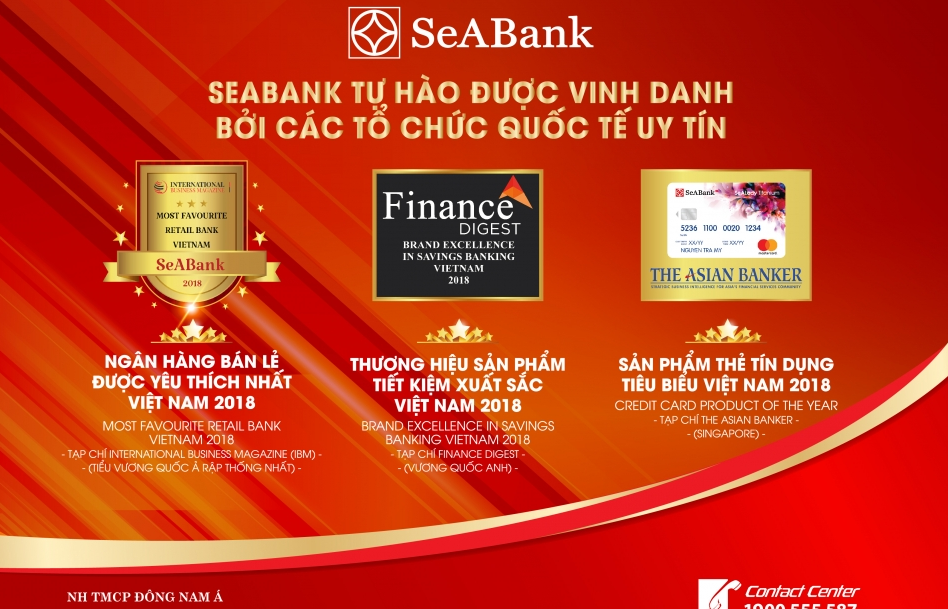 SeABank được vinh danh "thương hiệu xuất sắc trong lĩnh vực tiết kiệm ngân hàng 2018"