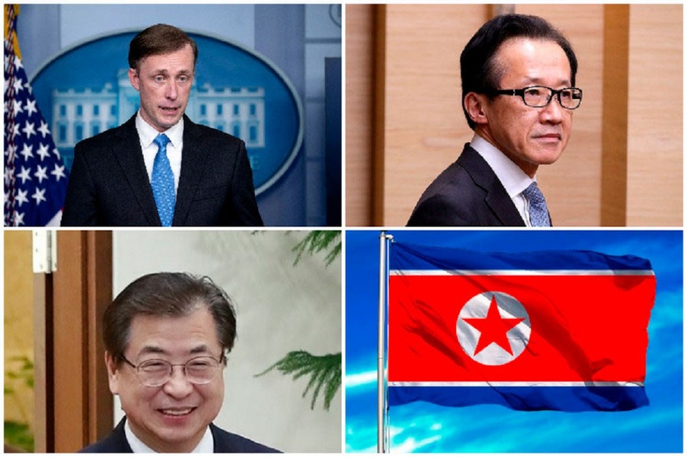 Hội đàm 3 bên Mỹ-Nhật-Hàn: Chia sẻ quan ngại, khẳng định lại cam kết và hứa hẹn về vấn đề Triều Tiên. (Nguồn: Prensa Latina)