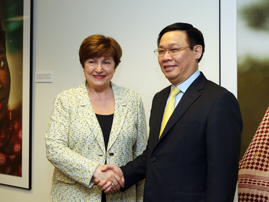 Phó Thủ tướng Vương Đình Huệ làm việc với lãnh đạo WB, IMF
