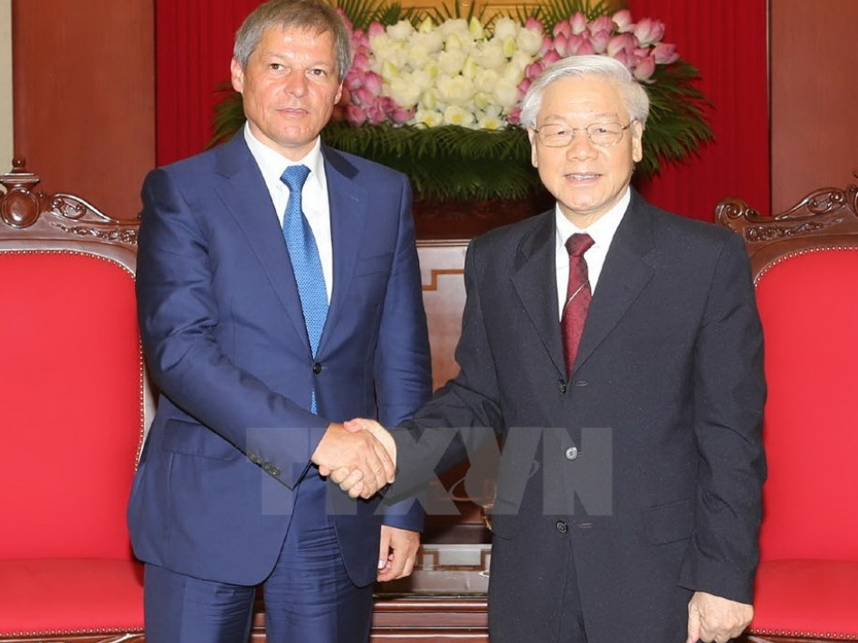 Tổng Bí thư Nguyễn Phú Trọng tiếp Thủ tướng Romania Dacian Ciolos