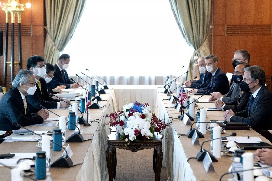 Các quan chức ngoại giao hàng đầu của Mỹ và Thái Lan hội đàm tại Bangkok ngày 10/7. (Nguồn: AFP)