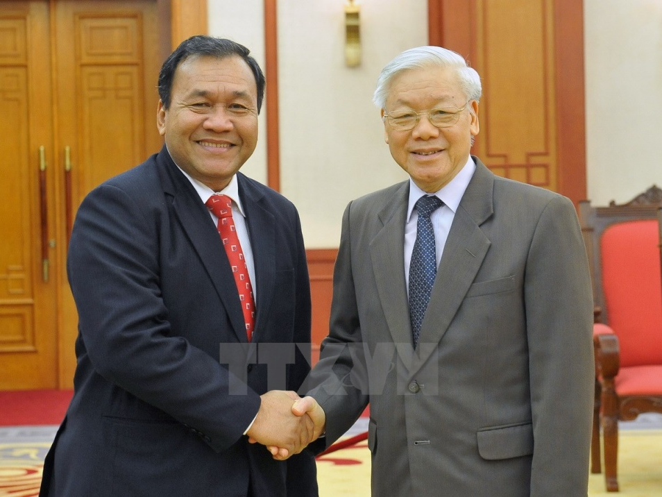 Tổng Bí thư Nguyễn Phú Trọng tiếp Đại sứ Campuchia Hul Phany