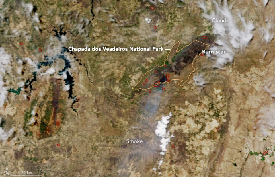 Cháy lớn tại khu bảo tồn thiên nhiên miền Trung Brazil