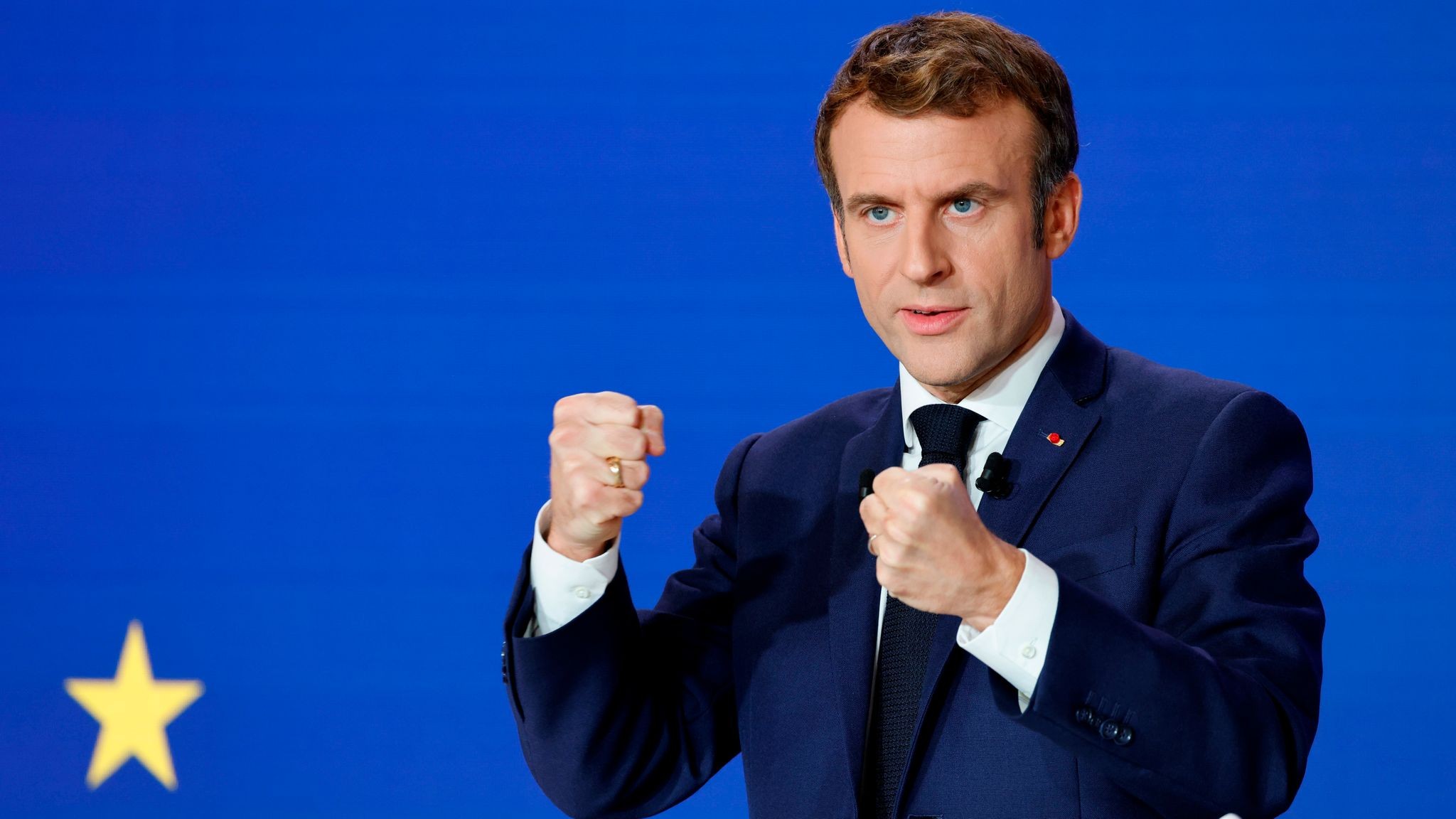 Tổng thống Pháp kêu gọi chuyển sang 'châu Âu mạnh mẽ', hoàn toàn tự do làm chủ vận mệnh. (Nguồn: Sky News)