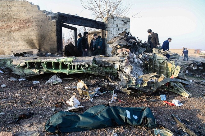Hiện trường vụ bắn rơi máy bay Ukraine hồi tháng 1/2020. (Nguồn: AFP)