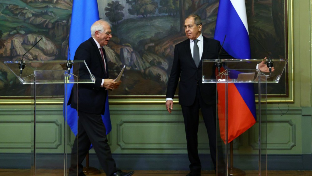 Cao ủy EU phụ trách đối ngoại Josep Borrell và Ngoại trưởng Nga Sergei Lavrov tại thủ đô Moscow đầu tháng 2/2021. (Nguồn: Bộ Ngoại giao Nga) Cao ủy EU phụ trách đối ngoại Josep Borrell và Ngoại trưởng Nga Sergei Lavrov tại thủ đô Moscow đầu tháng 2/2021. (Nguồn: Bộ Ngoại giao Nga)