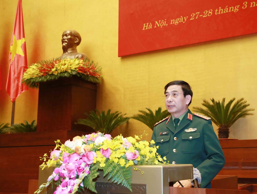 Tổng tham mưu trưởng QĐND Việt Nam, Thứ trưởng Bộ Quốc phòng Phan Văn Giang trình bày chuyên đề: “Những nhận thức mới và tư duy mới  về quốc phòng Việt Nam”. (Nguồn: TTXVN)