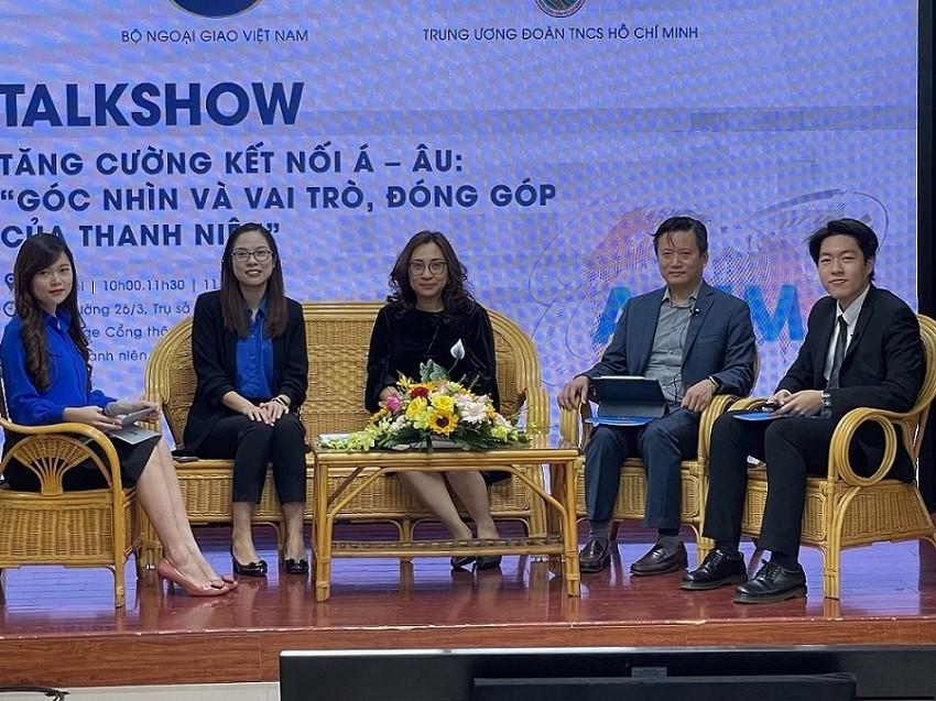 Các diễn giả tại Talkshow “Tăng cường kết nối Á-Âu: Góc nhìn và vai trò, đóng góp của thanh niên”