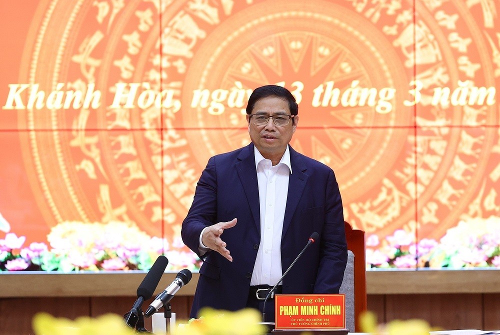 Thủ tướng Phạm Minh Chính kết luận buổi làm việc với lãnh đạo chủ chốt tỉnh Khánh Hoà. (Nguồn: TTXVN)