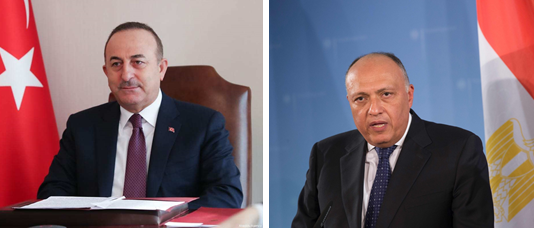 Ngoại trưởng Thổ Nhĩ Kỳ Mevlut Cavusoglu và người đồng cấp Ai Cập Sameh Shoukry điện đàm ngày 10/4.