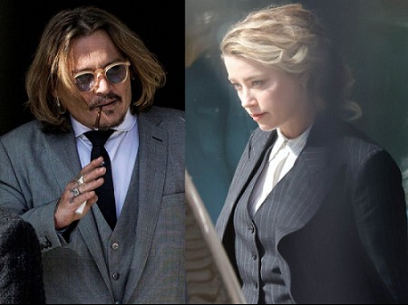 Johnny Depp và Amber Heard xuất hiện ở phiên tòa ngày 12/4 tại Fairfax, Virginia. (Nguồn: Getty)