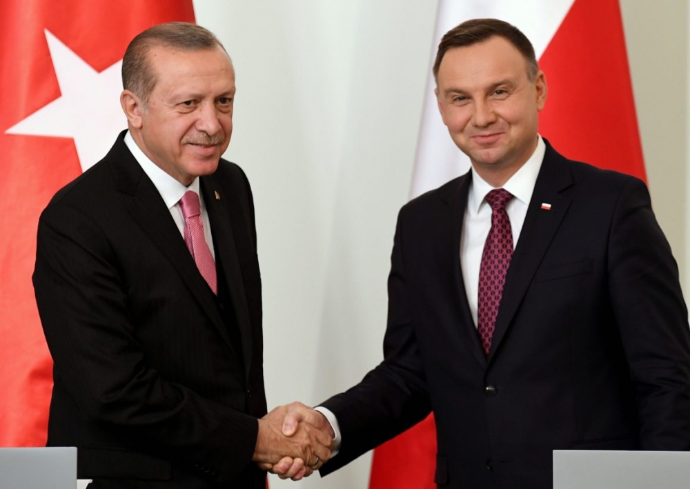 Tổng thống Ba Lan Andrzej Duda và Tổng thống Thổ Nhĩ Kỳ Recep Tayyip Erdoğan thăm Ba Lan, tháng 10/2017. (Nguồn: Getty)