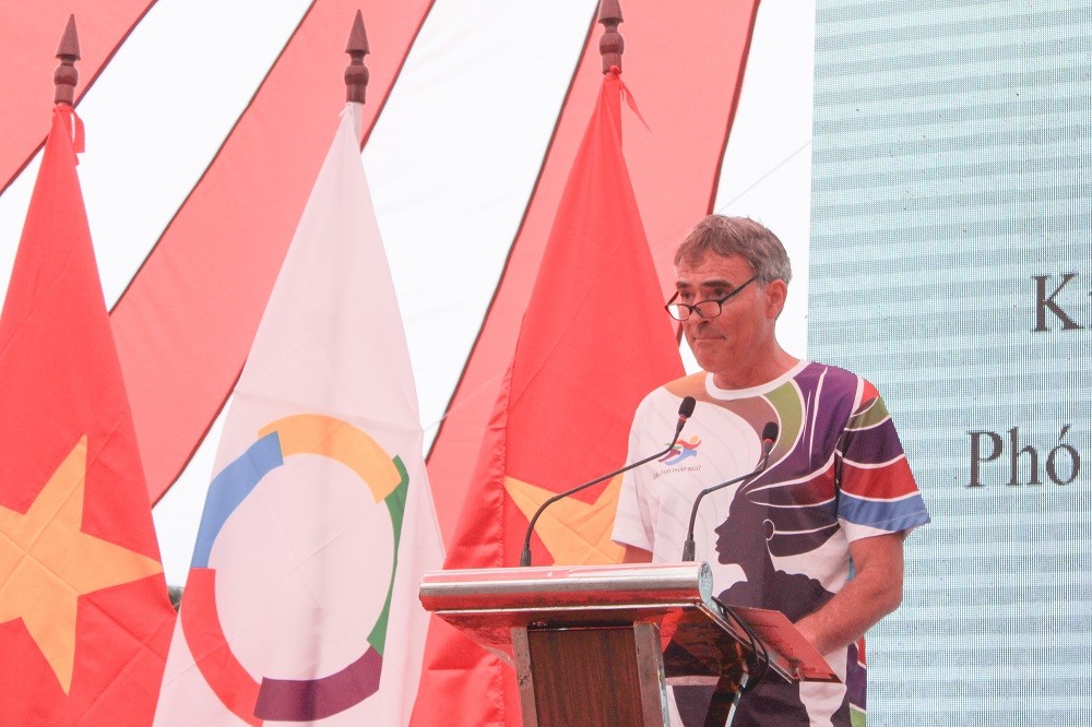 Ông Laurent Sermet - Giám đốc Tổ chức Đại học Pháp ngữ khu vực châu Á – Thái Bình Dương phát biểu tại sự kiện.