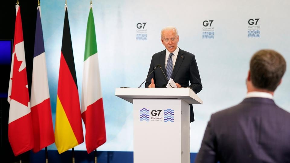 Tổng thống Mỹ Joe Biden tại họp báo sau Thượng đỉnh G7 tại Cornwal, Anh ngày 13/6. (Nguồn: AP)
