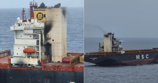 Tàu container bốc cháy trên Ấn Độ Dương, 1 thủy thủ mất tích. (Nguồn: PTI)