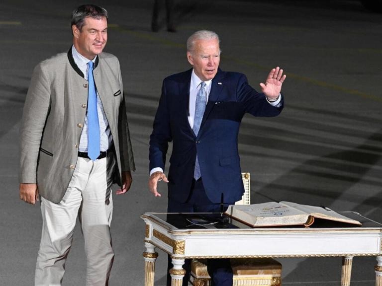 Thủ hiến bang Bayern Markus Söder và Tổng thống Mỹ Joe Biden. (Nguồn: AFP)