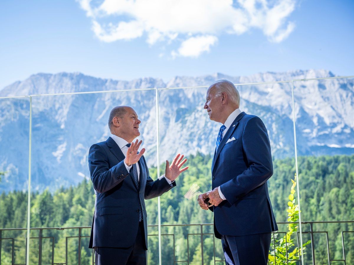 Tổng thống Mỹ Joe Biden và Thủ tướng Đức tại Hội nghị thượng đỉnh G7 ngày 26/6. (Nguồn: AP)