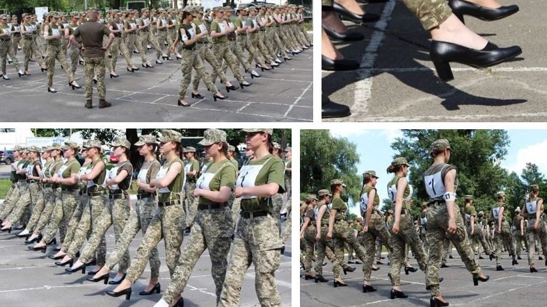 Nữ binh sĩ Ukraine duyệt binh trên giày cao gót: Bước đi mới hay sự chế giễu
