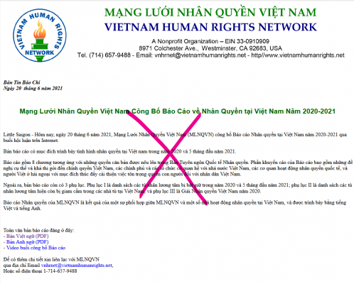 Báo cáo của ‘Mạng lưới nhân quyền Việt Nam’: Võ đoán và suy diễn