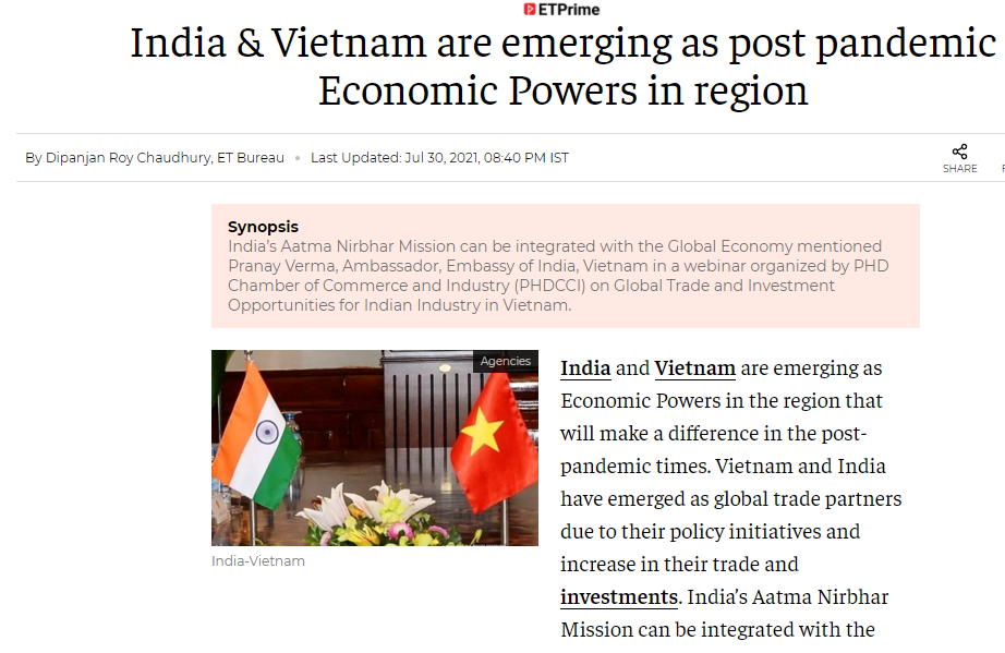 Indian newspaper: Viet Nam emerging as post-COVID-19 pandemic economic power in region