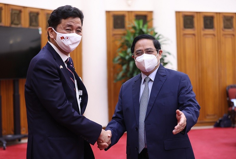 Sáng 12/9, tại Trụ sở Chính phủ, Thủ tướng Phạm Minh Chính tiếp Bộ trưởng Quốc phòng Nhật Bản Kishi Nobuo đang thăm và làm việc tại Việt Nam. (Nguồn: TTXVN)